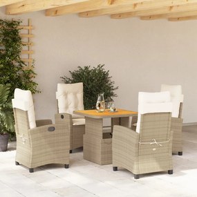 vidaXL Set mobilier de grădină cu perne, 5 piese, bej, poliratan