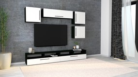 Living haaus Haga V17, Alb Lucios/Negru, MDF, L 240 cm