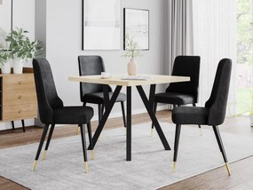 Set mobilier sufragerie Ponpa (negru + stejar sonoma + auriu) (pentru 4 persoane). 1096179