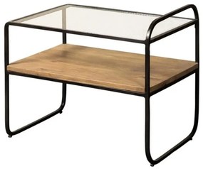 Masuta de cafea, din sticla si lemn de mango, Modern