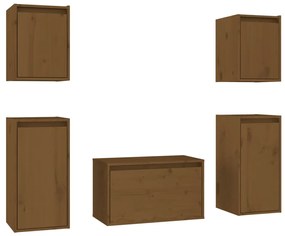 vidaXL Comode TV, maro miere, 5 buc., lemn masiv de pin