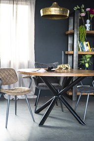 Masa rotunda cu blat din lemn de mango 130x130x76 cm maro/negru