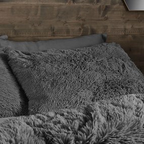 Lenjerie de pat din micropluș Catherine Lansfield Cuddly, 200 x 200 cm, gri închis
