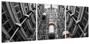 Tablou cu lift în clădire (cu ceas) (90x30 cm)