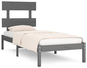 3104635 vidaXL Cadru de pat mic single, gri, 75x190 cm, lemn masiv