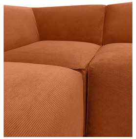 Colțar portocaliu din catifea reiată (cu șezlong pe partea dreaptă) Sting - Scandic