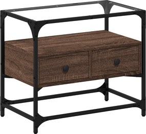 vidaXL Dulap TV blat sticlă, stejar maro, 60x35x51 cm lemn prelucrat