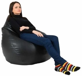 Fotoliu Nirvana Hobbit Pufrelax, Material Piele ecologica - Back 2 Black