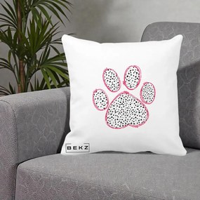 Perna Personalizata Labuta Dalmatian Roz Neon, 40x40 cm, Alba Mata, Husa Detasabila, Perna Inclusa, BEKZ®