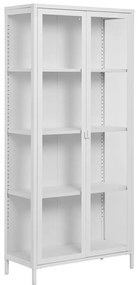 Vitrină Brisbane, 2 uși din sticlă, oțel, alb 80x35x175 cm