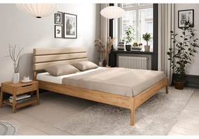 Pat matrimonial în culoare naturală din lemn de stejar 160x200 cm Twig – The Beds