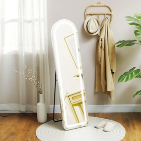 HOMCOM Oglindă completă în arc oglindă de corp cu LED 3 culori lumina reglabile funcție memorie 150 x 40 cm argintiu | Aosom Romania