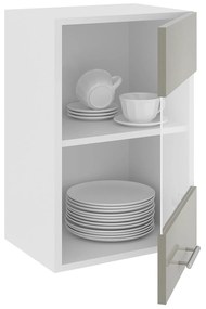 Corp Superior Karo, O Usa, cu sticla, Gri Lucios/Alb, MDF, 40 x 30 x 60 cm
