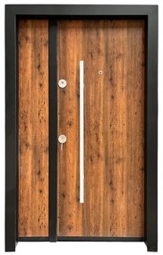 Usa metalica dubla de exterior cu izolatie si vizor Novo Doors NDS1200, Din compozit, 2 yale, Kit complet, Pentru case, Gri antracit (Culoare: Nuc,