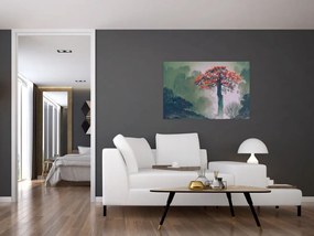 Tablou - Copacul roșu singuratic (90x60 cm)