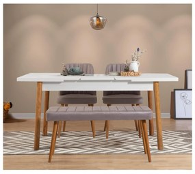 Set mobilier sufragerie Dobuse 2 (pin atlantic + alb + gri) (pentru 4 persoane). 1093778