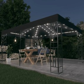 Pavilion cu acoperis dublusiruri de lumini LED,antracit, 3x4 m Antracit
