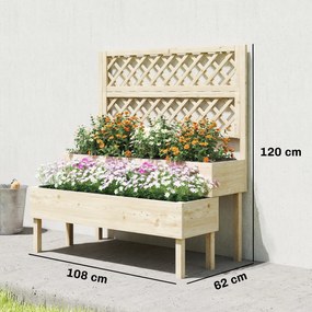 Outsunny Jardinieră înaltă cu spalier 2 niveluri cutie de flori cu 2 jardiniere, lemn 108 x 62 x 120 cm | Aosom Romania