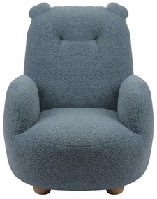 Fotoliu de copii albastru cu tapițerie din țesătură bouclé Rocky – Vipack