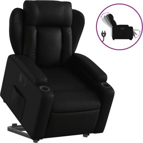 vidaXL Fotoliu rabatabil electric cu ridicare, negru, piele ecologică