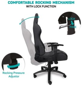 Scaun pentru jocuri video CONNECT IT CGC-1200-GY Monaco Pro gri/negru