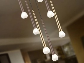 Lustra cu 7 pendule design modern Komet auriu/ cafeniu