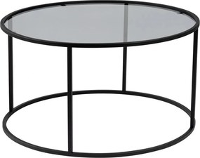 Masuta cafea AURUM, negru, sticla/metal, 80x80x43 cm