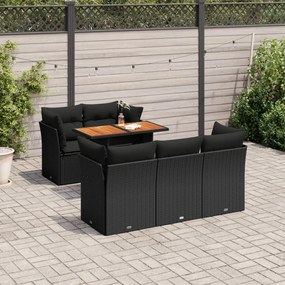 3326883 vidaXL Set mobilier de grădină cu perne, 6 piese, negru, poliratan