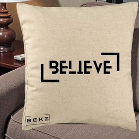 Perna Decorativa Believe Minimalist, 40x40 cm, Bej, Husa Detasabila, Perna Inclusa, BEKZ®