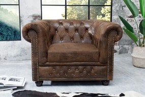 Fotoliu clasic stil englezesc Chesterfield maro antic