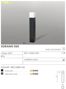 Stalp de iluminat exterior modern IP54 SORANO H-50cm gri