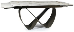 Set masa extensibila Infinity Ceramic alb/maro - L160-240 cm + 5 scaune Azalia piele olive