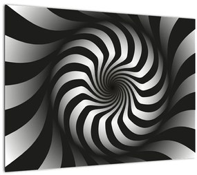 Tablou abstract cu spirala alb neagră (70x50 cm)