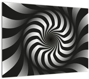 Tablou abstract cu spirala alb neagră (70x50 cm)