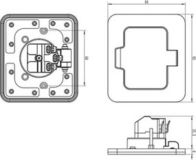 Priză încastrabilă de podea de exterior Solight 5B322B IP55 negru dreptunghiular
