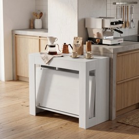 HOMCOM Masă Extensibilă Convertibilă în Consolă pentru 10 Persoane, PAL, Oțel, 240 x 90 x 78 cm, Alb | Aosom Romania