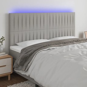 3122668 vidaXL Tăblie de pat cu LED, gri deschis, 160x5x118/128 cm, textil