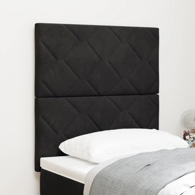 vidaXL Tăblie de pat din catifea neagră cu design în blocuri diamant, 80cm