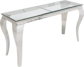 Consola, Lemn de Tec, Sticla, Otel Crom, MODERN BAROCK BARRACUDA 140cm