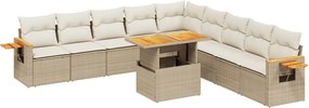 vidaXL Set canapele de grădină cu perne, 11 piese, bej, poliratan