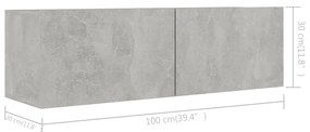 Comode TV, 3 buc., gri beton, PAL 1, Gri beton, 100 x 30 x 30 cm