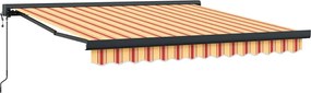 vidaXL Copertină retractabilă, galben/alb, 3x2,5 m, textil/aluminiu