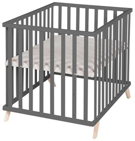 Țarc pentru copii gri închis din lemn masiv de fag 75x100 cm Lil Planet – Roba