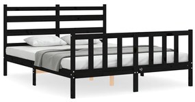 3192050 vidaXL Cadru de pat cu tăblie, negru, 160x200 cm, lemn masiv