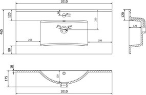 Mexen Atena chiuvetă încastrată în blat 101 x 46 cm, albă - 25011000