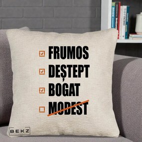 Perna Decorativa Frumos Destept Bogat, 40x40 cm, Bej Canapea, Husa Detasabila, Perna Inclusa, BEKZ®
