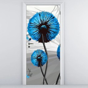 Fototapeta pentru ușă - păpădia abstractă albastră (95x205cm)