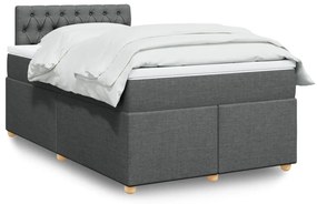 vidaXL Pat box spring cu saltea, gri închis, 120x200 cm, textil