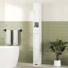 HOMCOM Coloană de baie, mobilier de depozitare, 2 uși, sertar, compartiment deschis, raft reglabil, alb | Aosom Romania