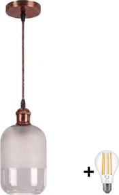 Brilagi - Lampă suspendată LED pe cablu RETRO GLASS 1xE27/60W/230V Ø 14 cm cupru/alb